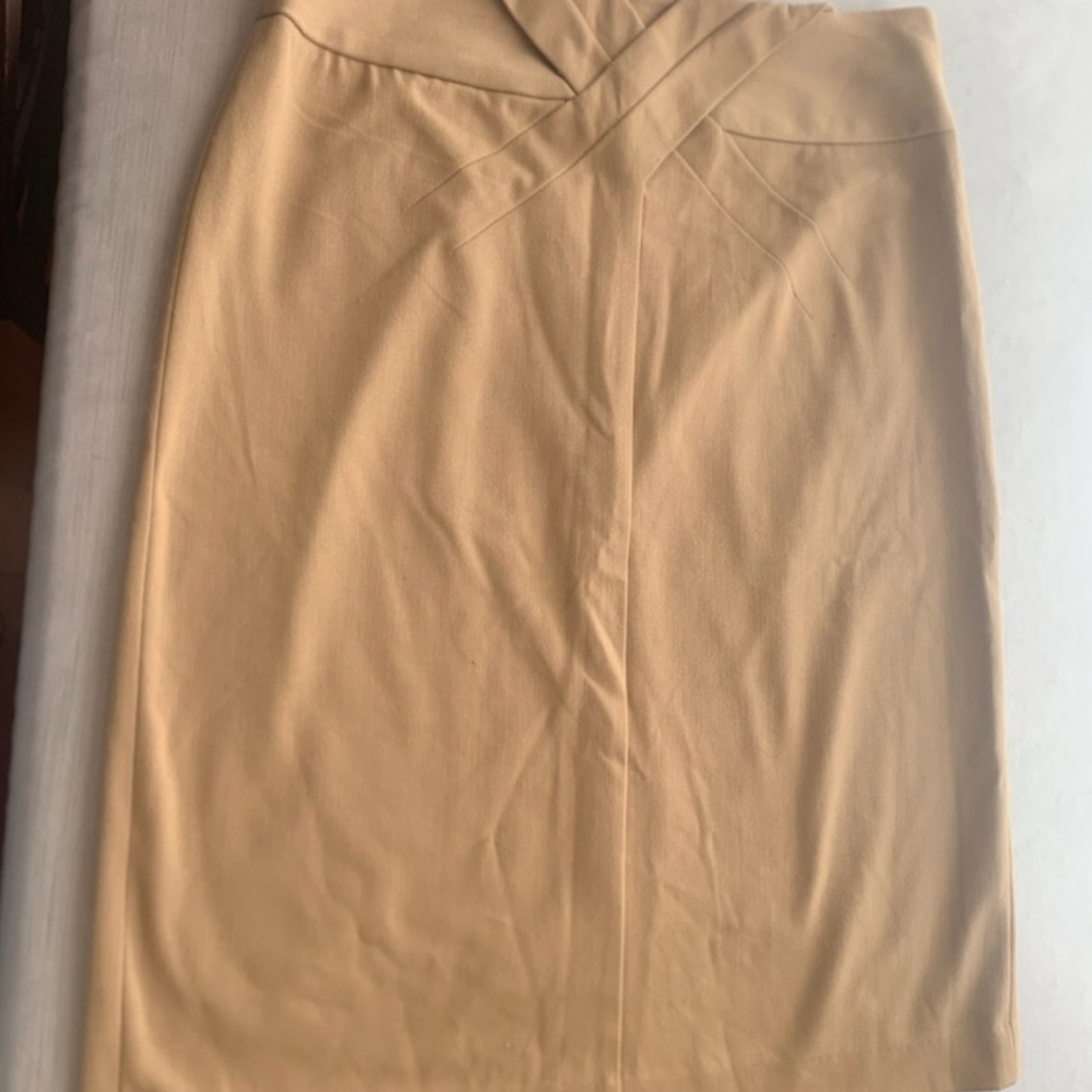 Tan straight skirt with stretch